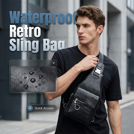 🎒 50% OFF NOW! 🧳Men's Retro Waterproof Faux Leather Sling Chest Bag – Water-Resistant, Intelligent Storage & Ergonomic Comfort
