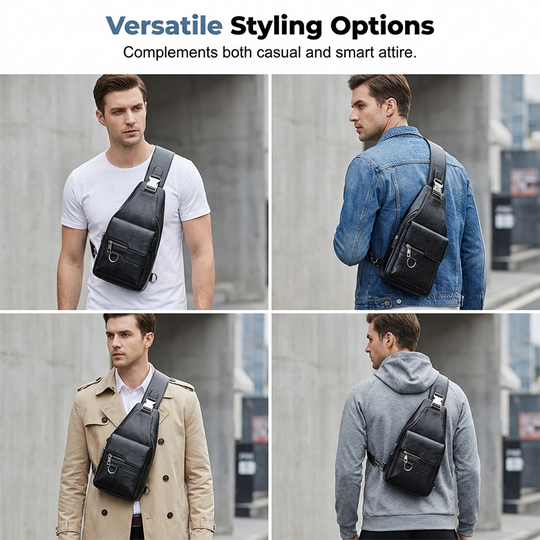 🎒 50% OFF NOW! 🧳Men's Retro Waterproof Faux Leather Sling Chest Bag – Water-Resistant, Intelligent Storage & Ergonomic Comfort