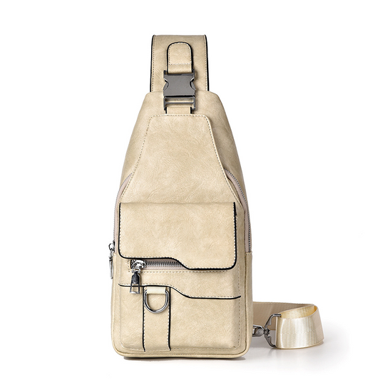 🎒 50% OFF NOW! 🧳Men's Retro Waterproof Faux Leather Sling Chest Bag – Water-Resistant, Intelligent Storage & Ergonomic Comfort