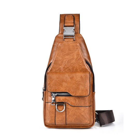 🎒 50% OFF NOW! 🧳Men's Retro Waterproof Faux Leather Sling Chest Bag – Water-Resistant, Intelligent Storage & Ergonomic Comfort