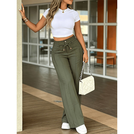 ⏳Last Day Sale Only ￡15.99!!👖 💥  Easy Everyday Comfort | Women's High-Waisted Straight-Leg Pants with Elastic Back
