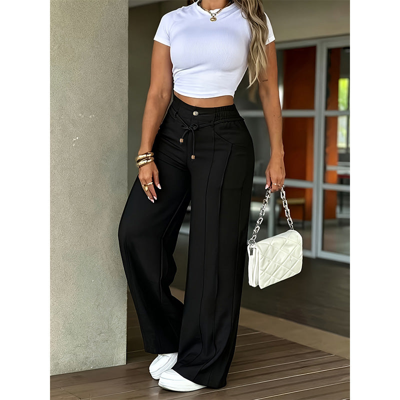 ⏳Last Day Sale Only ￡15.99!!👖 💥  Easy Everyday Comfort | Women's High-Waisted Straight-Leg Pants with Elastic Back