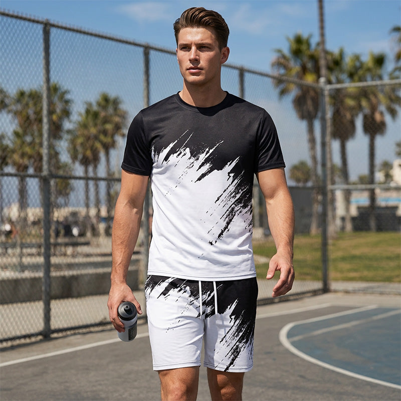 ⏳Time-Limited Special⏰Men's Summer Dynamic Print Casual Set – 3D Brushstroke, Soft Fabric, Ergonomic Fit ✨