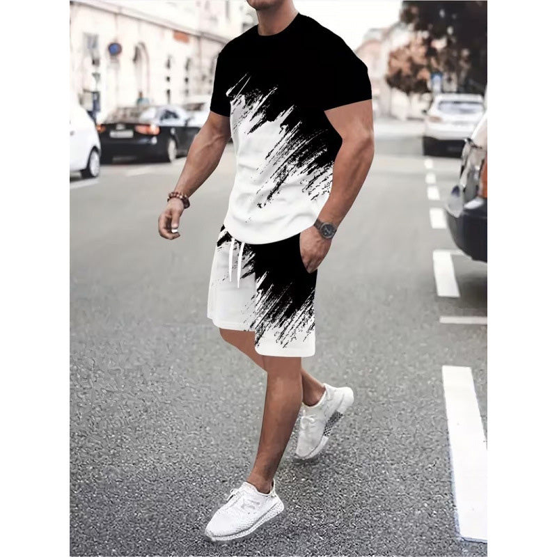 ⏳Time-Limited Special⏰Men's Summer Dynamic Print Casual Set – 3D Brushstroke, Soft Fabric, Ergonomic Fit ✨