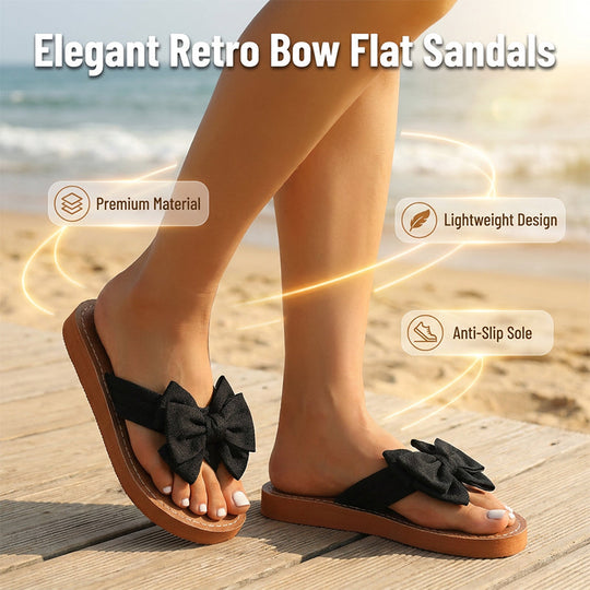 👡🎀 Elegant Retro Bow Flat Sandals – 50% OFF! Vintage charm, cushioned comfort, chic bow detail – step into effortless style. ✨