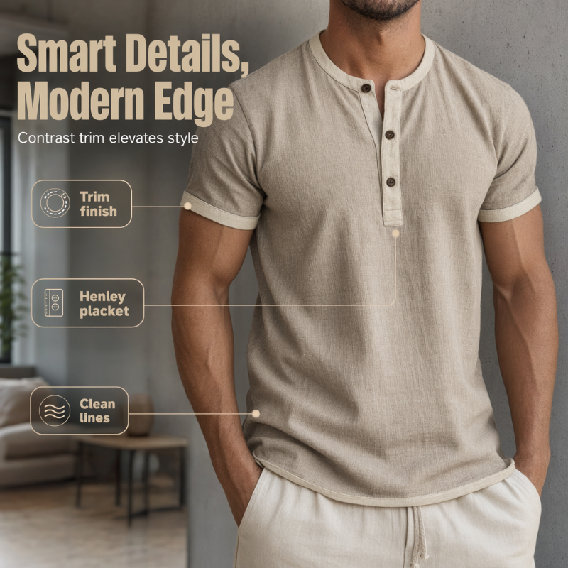 ⌛Limited-Time Offer-Men's Short Sleeve Breathable Henley Shirt