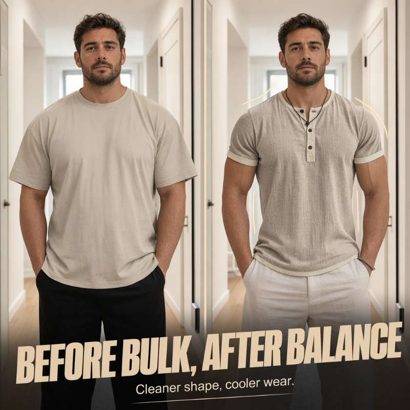 ⌛Limited-Time Offer-Men's Short Sleeve Breathable Henley Shirt
