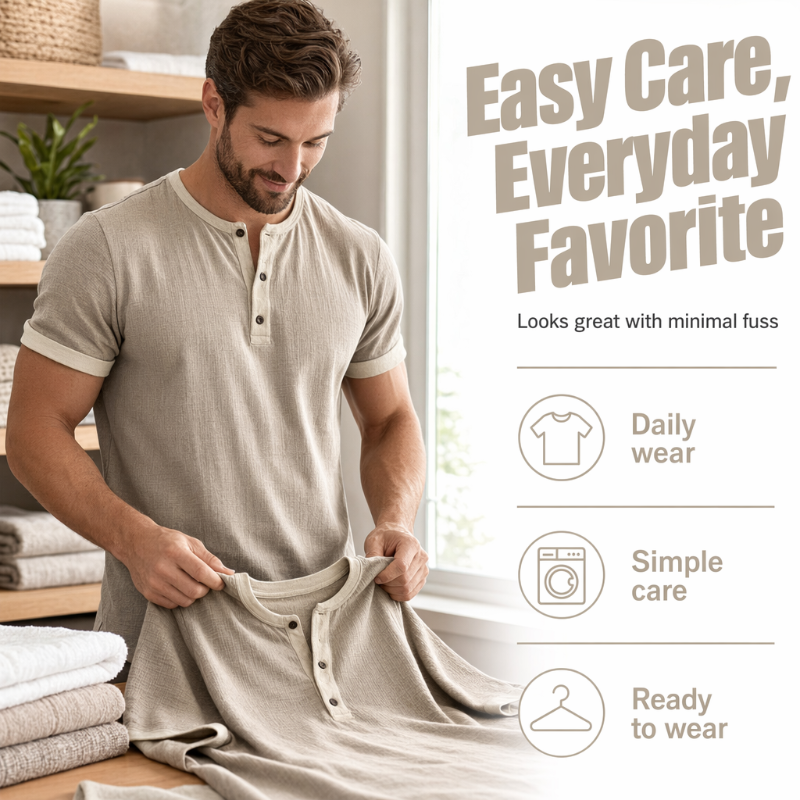 ⌛Limited-Time Offer-Men's Short Sleeve Breathable Henley Shirt