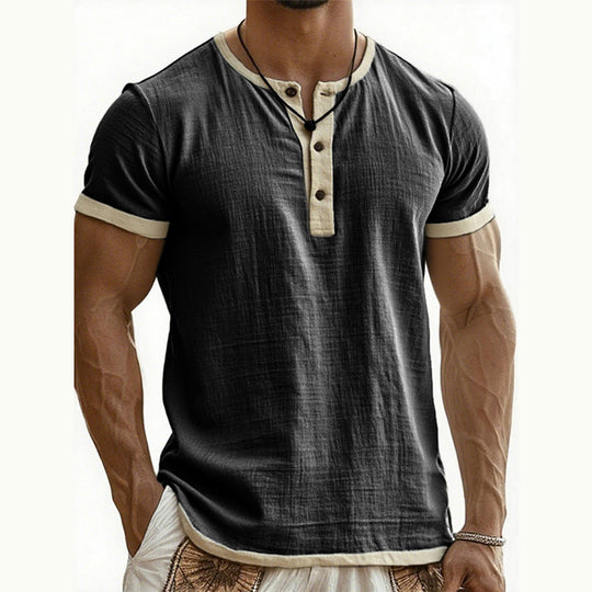 ⌛Limited-Time Offer-Men's Short Sleeve Breathable Henley Shirt