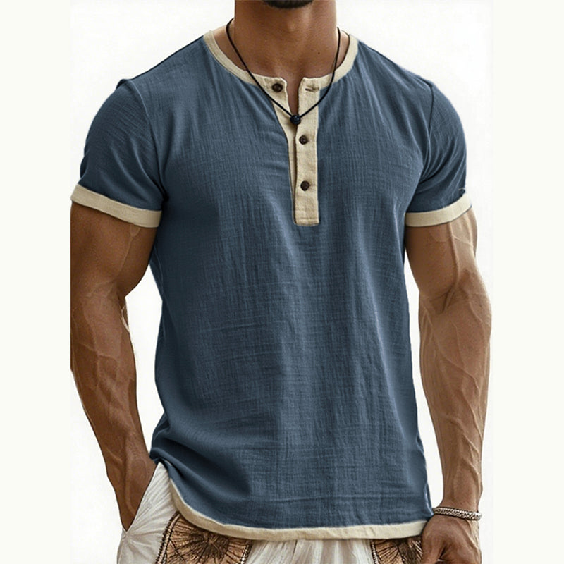 ⌛Limited-Time Offer-Men's Short Sleeve Breathable Henley Shirt