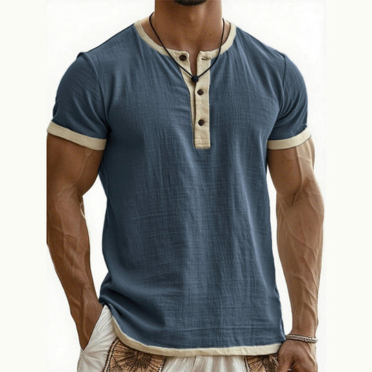 ⌛Limited-Time Offer-Men's Short Sleeve Breathable Henley Shirt
