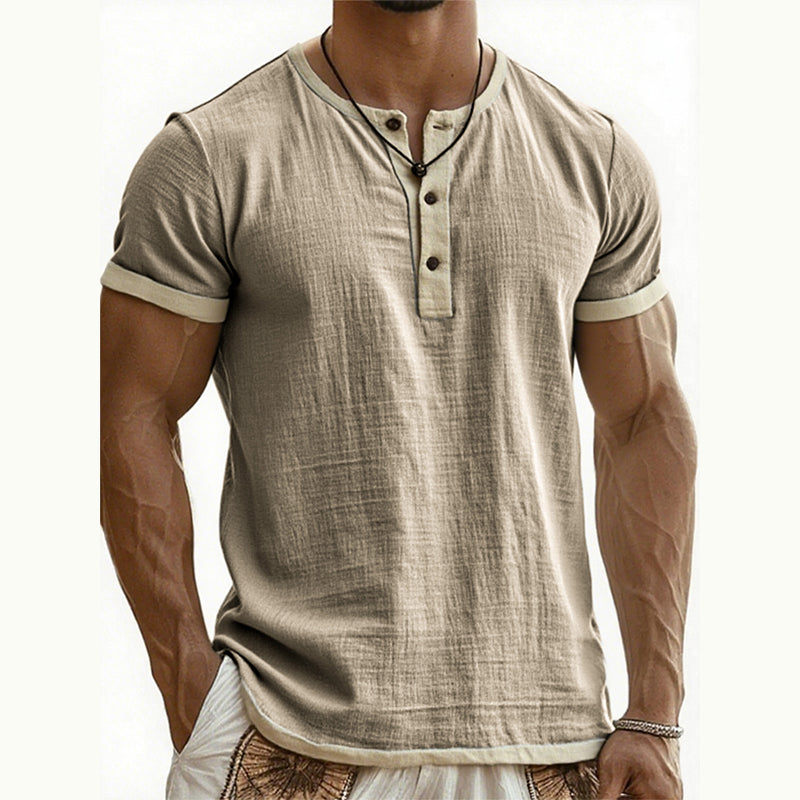 ⌛Limited-Time Offer-Men's Short Sleeve Breathable Henley Shirt