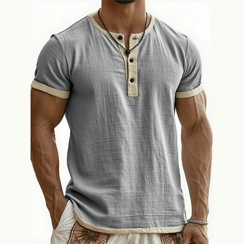 ⌛Limited-Time Offer-Men's Short Sleeve Breathable Henley Shirt