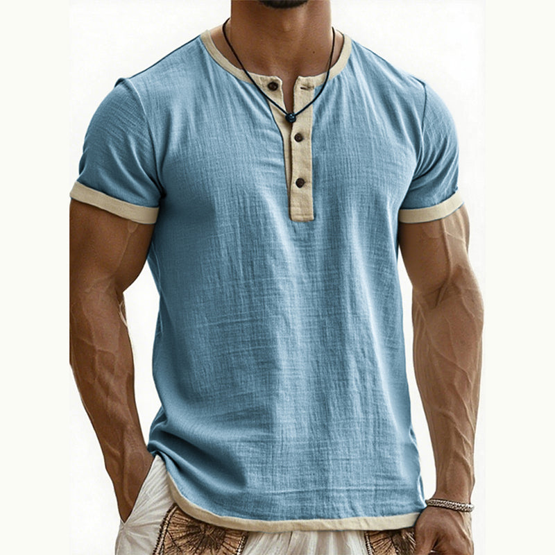 ⌛Limited-Time Offer-Men's Short Sleeve Breathable Henley Shirt