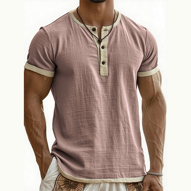 ⌛Limited-Time Offer-Men's Short Sleeve Breathable Henley Shirt