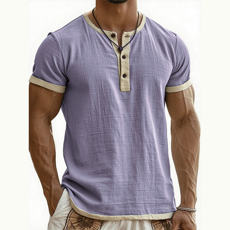 ⌛Limited-Time Offer-Men's Short Sleeve Breathable Henley Shirt