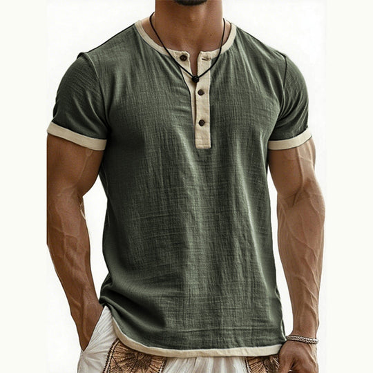 ⌛Limited-Time Offer-Men's Short Sleeve Breathable Henley Shirt