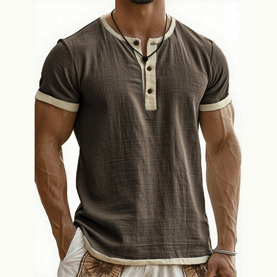 ⌛Limited-Time Offer-Men's Short Sleeve Breathable Henley Shirt