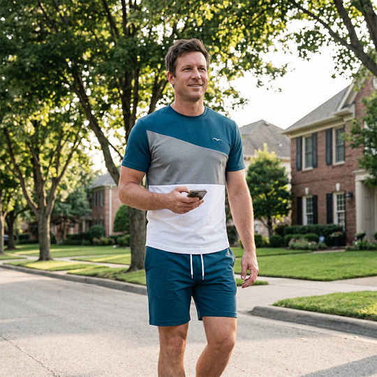 Men Color-Block T-Shirt and Shorts Set