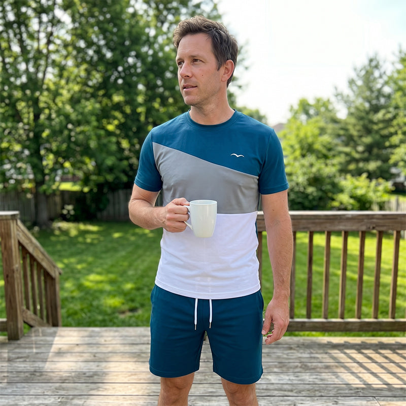 Men Color-Block T-Shirt and Shorts Set