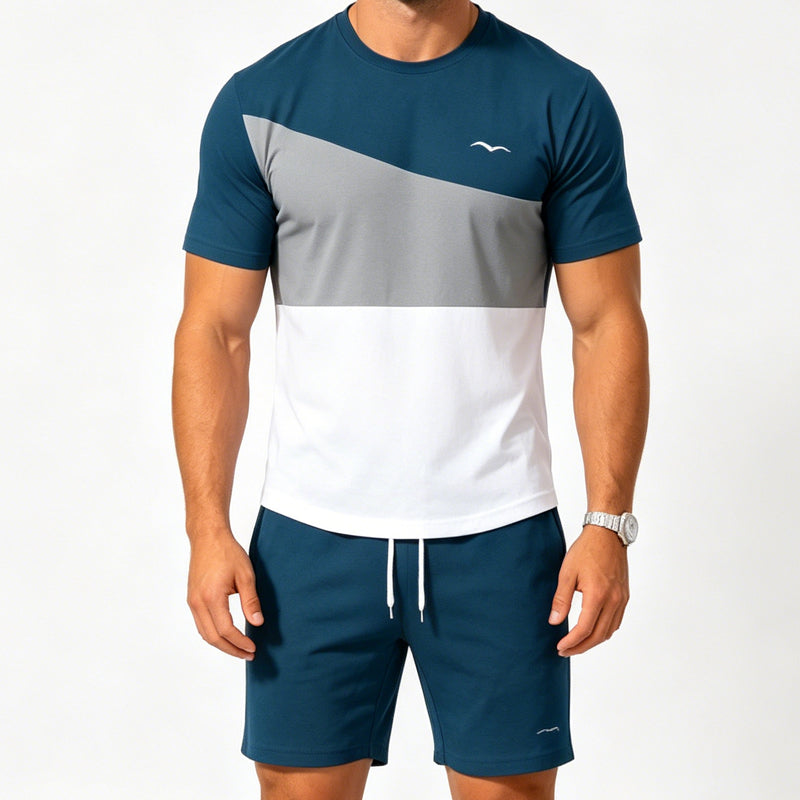 Men Color-Block T-Shirt and Shorts Set