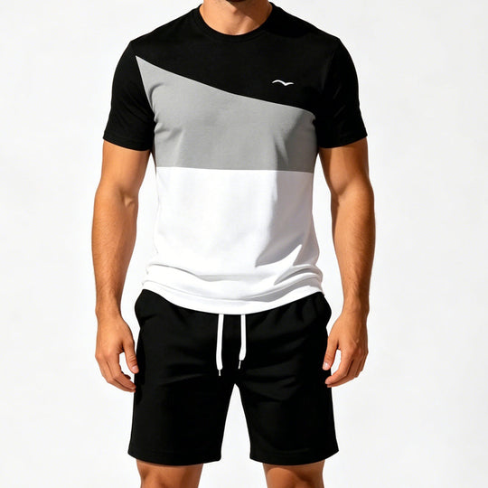 Men Color-Block T-Shirt and Shorts Set
