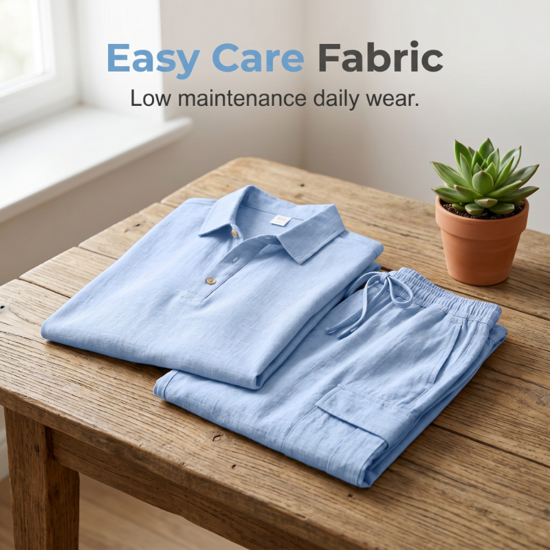 👕Men Summer Linen Set Loose Shirt and Cargo Shorts Two Piece Outfit