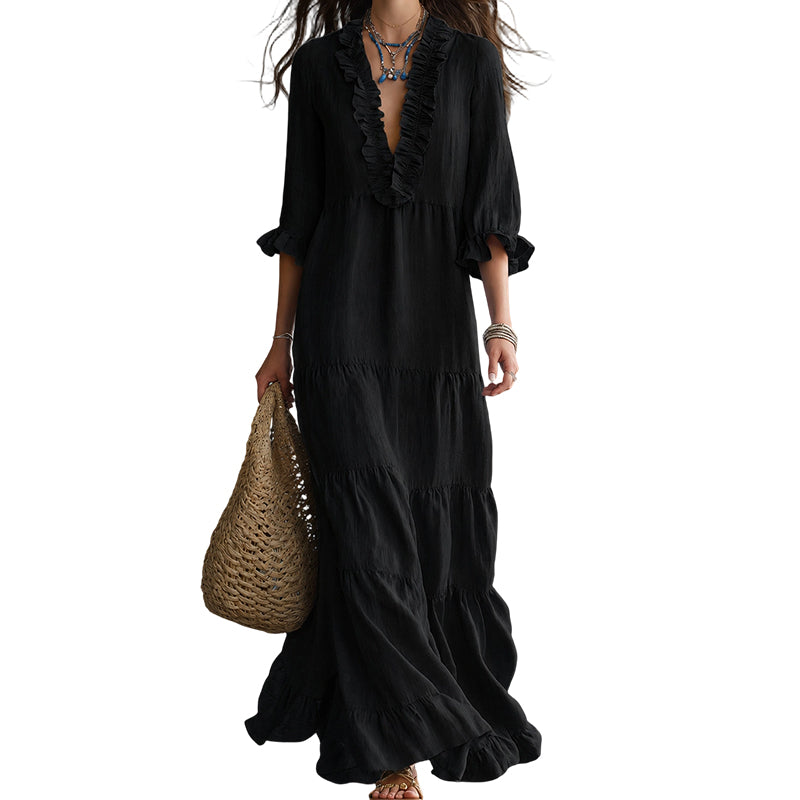 💗LAST DAY SALE 30% OFF⚡Women Ruffle V-Neck Tiered Maxi Dress – Summer Long Dress ⏰