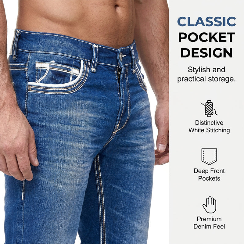 👖LIMITED-TIME 50% OFF! 🔥 Men’s High Stretch Double Stitched Jeans – Flexible Comfort, Reinforced Seams and Classic Five Pocket Style
