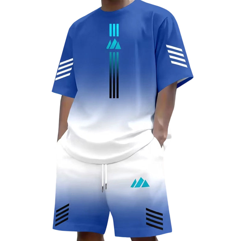 👕 50% OFF NOW! ☀️ Men's Summer T-Shirt & Shorts Set – Gradient design, breathable & lightweight – Perfect for hot days & casual outings 🩳