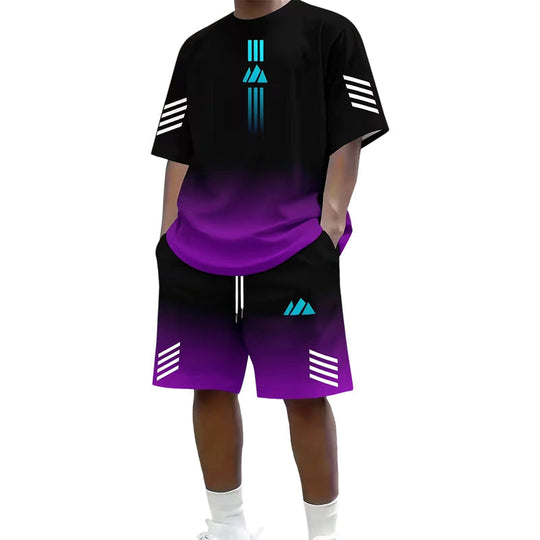 👕 50% OFF NOW! ☀️ Men's Summer T-Shirt & Shorts Set – Gradient design, breathable & lightweight – Perfect for hot days & casual outings 🩳
