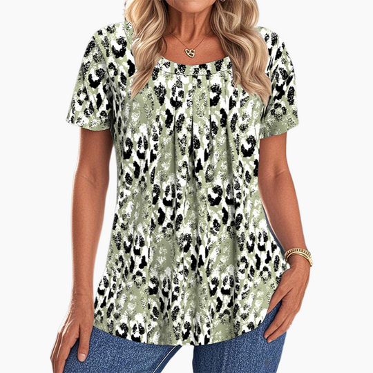 👚Women's Casual Printed Round Neck Short Sleeve Top
