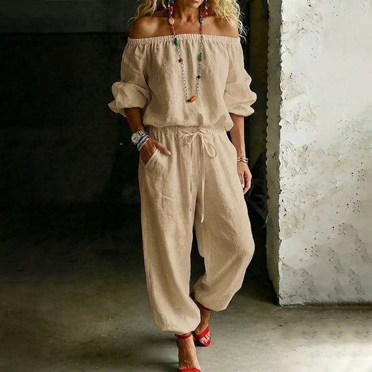 ⏳👗2026 Summer Hot Sale 50% OFF‼️🌸Women's Off Shoulder Jumpsuit – Effortless Chic With A Flattering Fit ✨