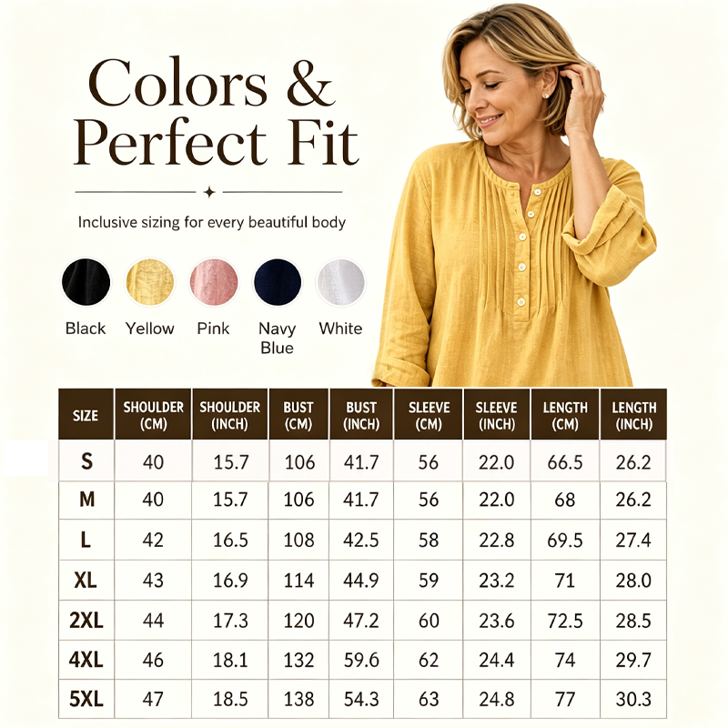 ⌛Limited-Time Offer-Women's Long Sleeve Pleated Henley Neck Blouse