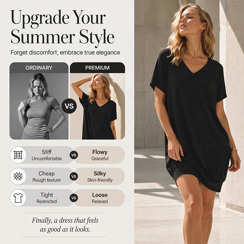 Women's Plus Size V-Neck T-Shirt Dress