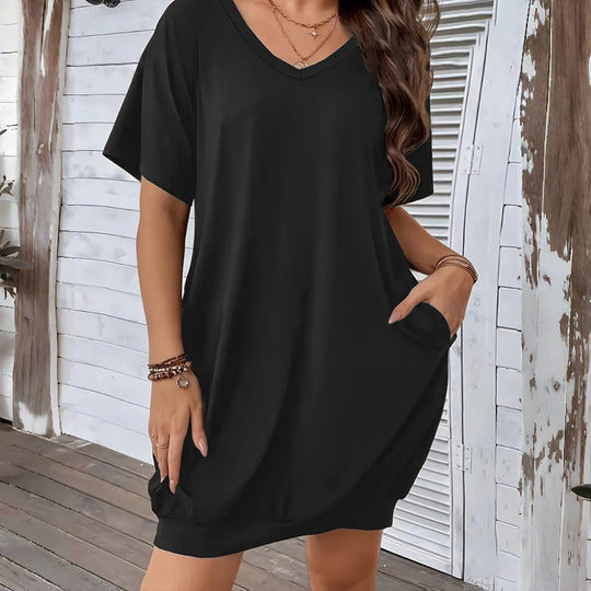 Women's Plus Size V-Neck T-Shirt Dress