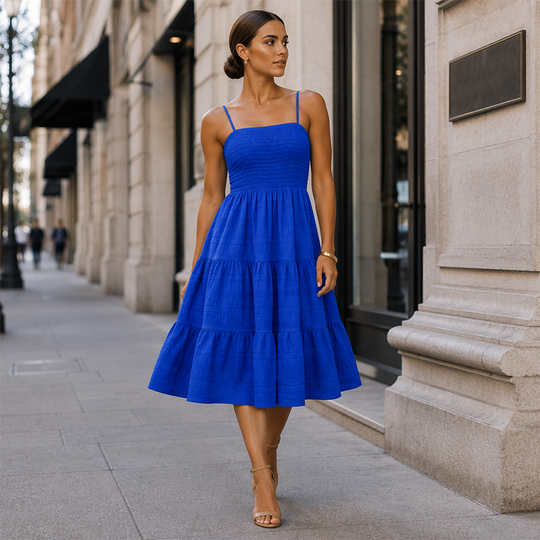 ⏳Time-Limited Special⏰Women’s Smocked Tiered Mini Dress – Adjustable Straps, Stretch Bust & Breezy A-Line Fit ✨