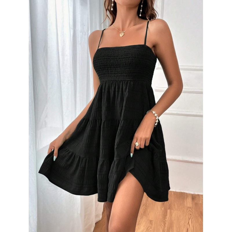 ⏳Time-Limited Special⏰Women’s Smocked Tiered Mini Dress – Adjustable Straps, Stretch Bust & Breezy A-Line Fit ✨