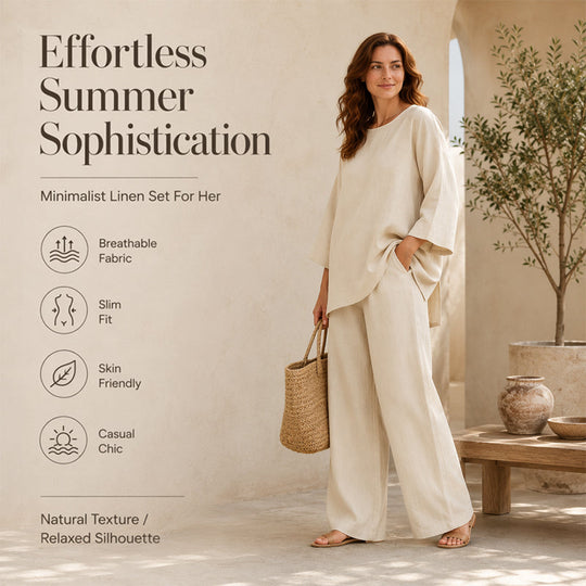 New Arrivals🌿👚 Casual Linen Blend 2-Piece Set – Soft & Airy for Effortless Summer Style