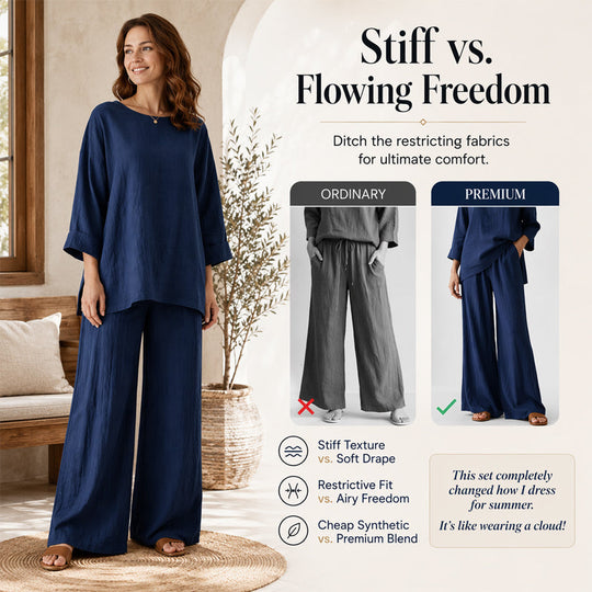 New Arrivals🌿👚 Casual Linen Blend 2-Piece Set – Soft & Airy for Effortless Summer Style