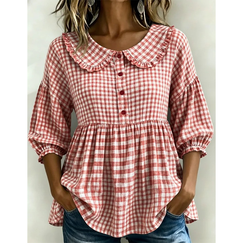 ⌛Limited-Time Offer-Women's Casual Gingham Print Top