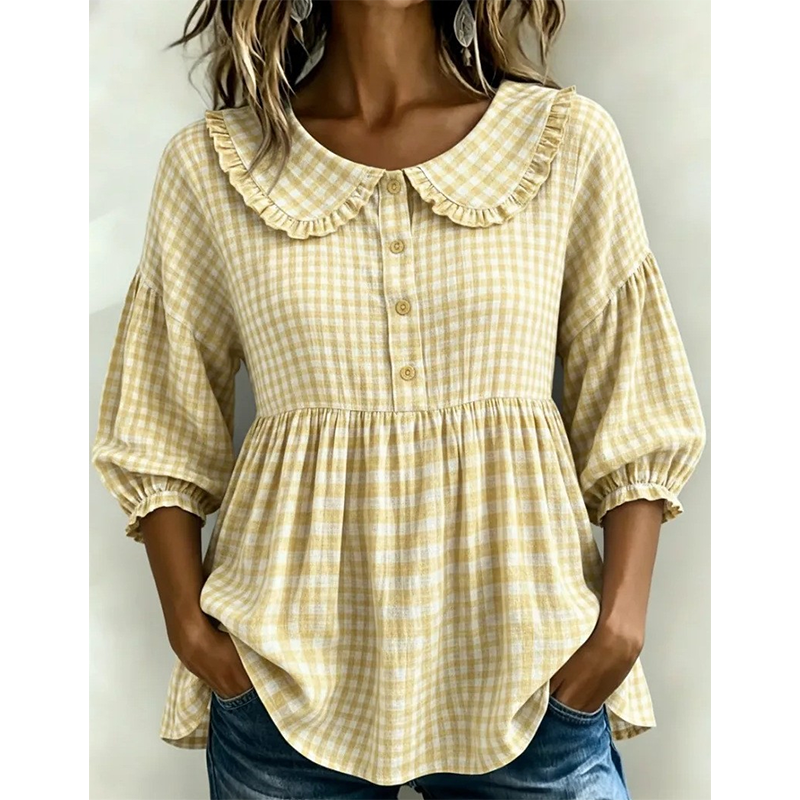 ⌛Limited-Time Offer-Women's Casual Gingham Print Top