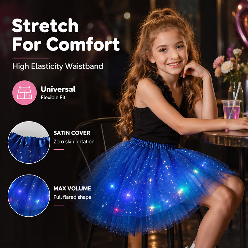 LED Light-Up Tutu Skirt – Triple Mesh & Shimmering Sequins