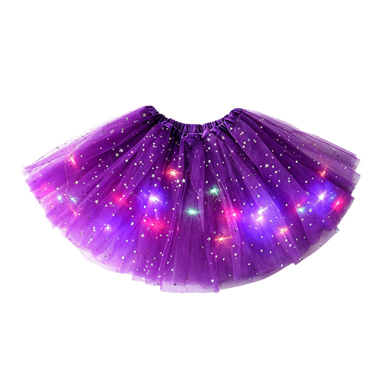 LED Light-Up Tutu Skirt – Triple Mesh & Shimmering Sequins