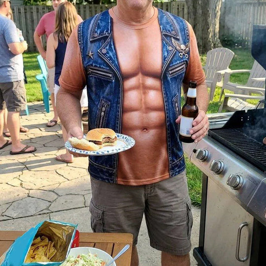 💪Men's Funny Fake Muscle Print T-Shirt