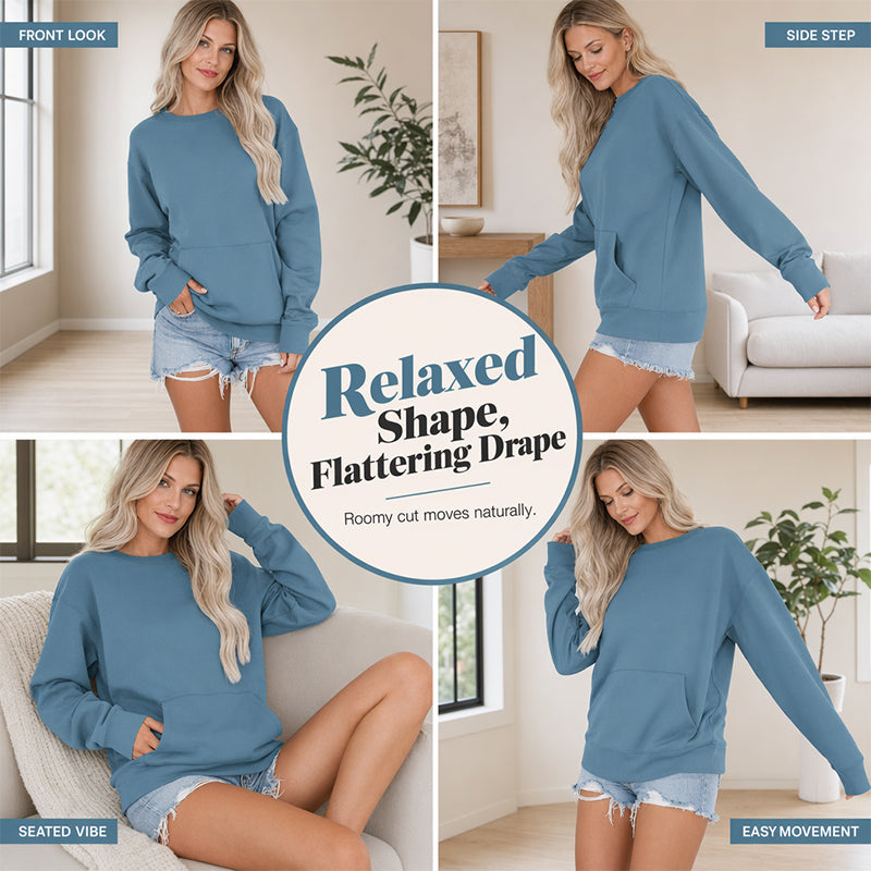Women's Casual Oversized Crewneck Sweatshirt 👕 Cosy, Roomie & Made for Laid-Back Days ✨
