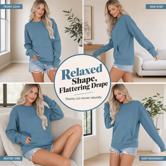 Women's Casual Oversized Crewneck Sweatshirt 👕 Cosy, Roomie & Made for Laid-Back Days ✨