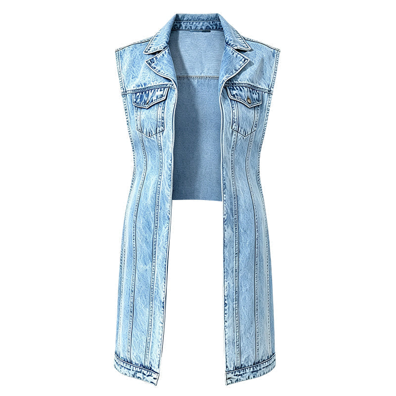 👗 50% DE RÉDUCTION! 👖 Robe Gilet en Jean Sans Manches Fente Haute – Coupe fluide, denim léger & style tendance – Parfaite pour l'été et les journées décontractées ☀️