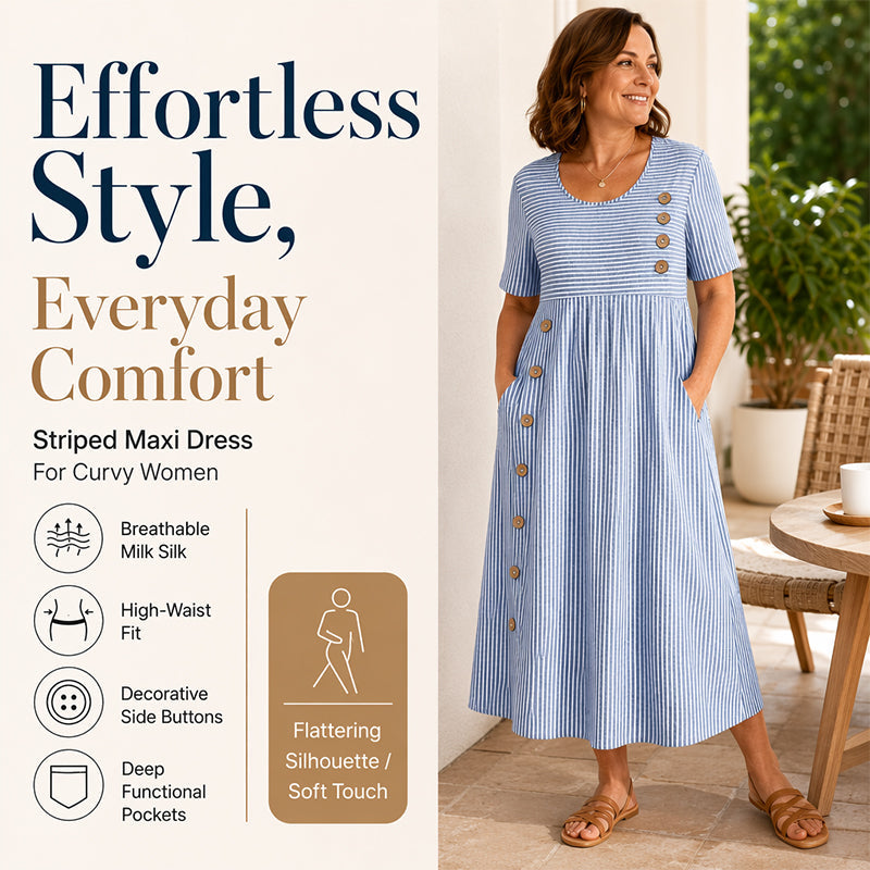 🎉 LIMITED TIME 50% OFF! 👗 Striped Pocket Dress – Soft & Versatile Everyday Style