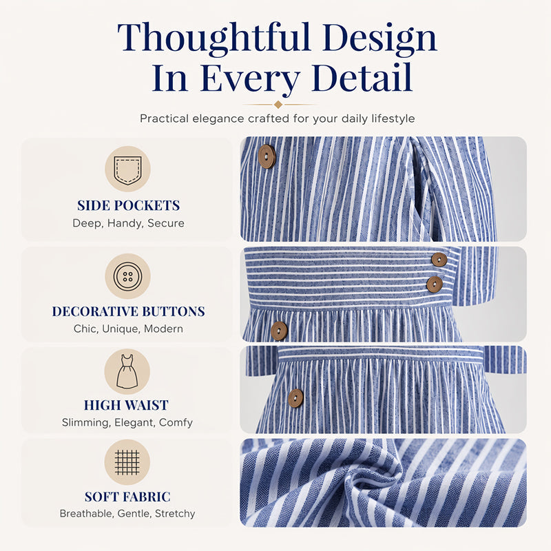 🎉 LIMITED TIME 50% OFF! 👗 Striped Pocket Dress – Soft & Versatile Everyday Style